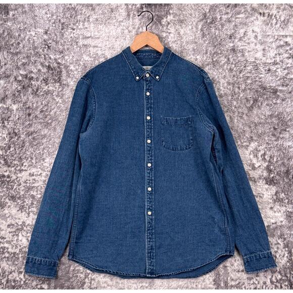 Outerknown Denim Shirt Large Mens Hemp Organic Cotton Button Down - Picture 1 of 8